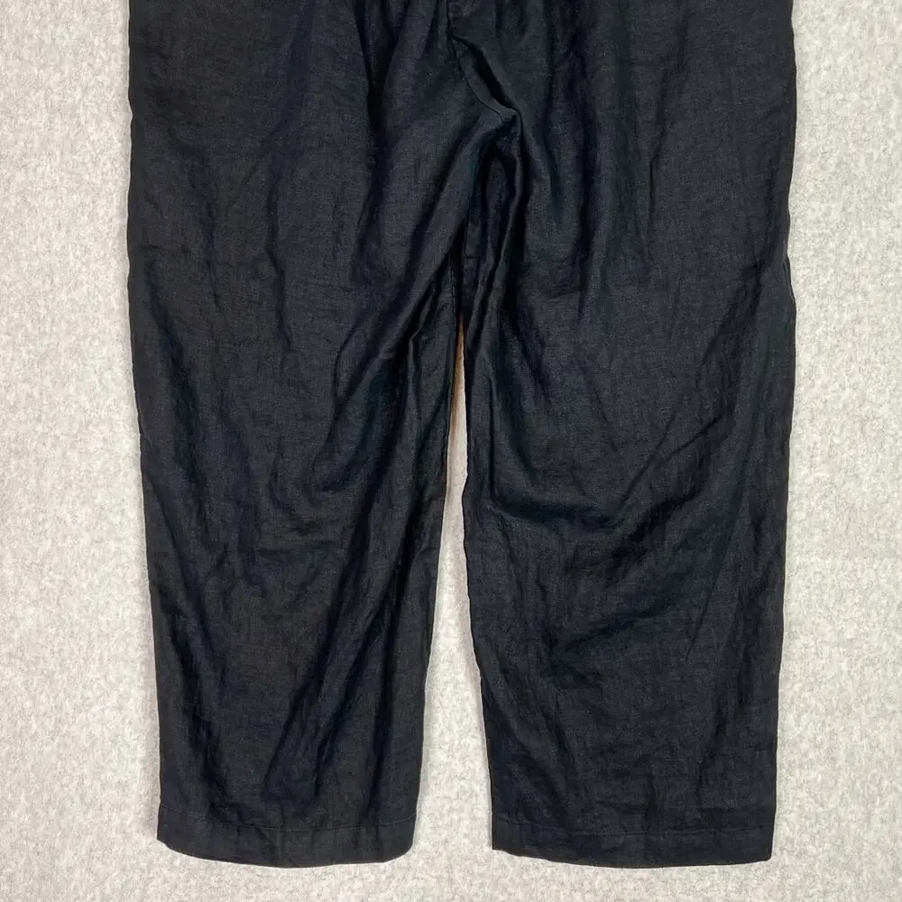 Quince Black 100% European Linen Cropped High Waisted Pants Size XL